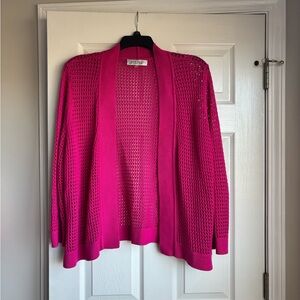 Kasper Fuchsia Open Knit Cardigan